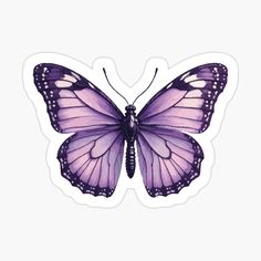 a purple butterfly sticker on a white background