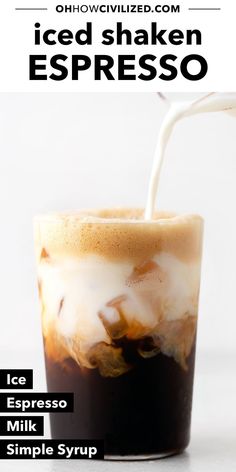 iced shaker espresso with ice and milk