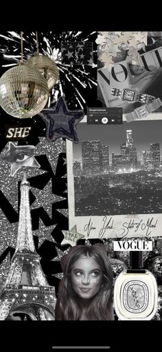 a collage of black and white images with the eiffel tower in the background