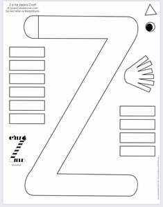 the letter z worksheet is shown in black and white, with different shapes