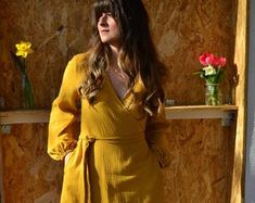 Bridesmaid Dresses Midi Dress Wrap Dresses Maxi Summer | Etsy Fitted Modest Maternity Dress For Spring, Yellow Fitted Maternity Dress, Spring Maternity Dress For Daywear, Maternity Dress Casual, Double Gauze Dress, Bridesmaid Dresses Midi, Wrap Dress Maxi, Black Cashmere Turtleneck, Maxi Summer Dress