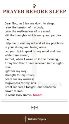 a prayer with the words prayer before sleep