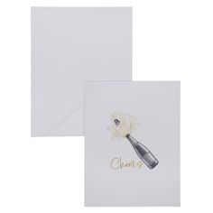 a card with an image of a champagne bottle