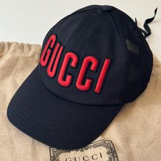 Size S Gucci Embroidered Logo Baseball Cap Black Red Patch New With Dust Bag Gucci Hat With Embroidered Logo And Curved Brim, Gucci Curved Brim Hat With Embroidered Logo, Designer Snapback Baseball Cap With Embroidered Logo, Casual Gucci Hat With Embroidered Logo, Gucci Casual Baseball Cap With Curved Brim, Casual Gucci Baseball Cap With Curved Brim, Designer Gucci Hats With Embroidered Logo, Designer Gucci Baseball Cap With Embroidered Logo, Red Patch