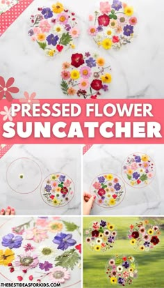 the process to make flower sun catchers with paper flowers