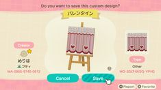 an animal crossing game screen with the words do you want to save this custom design?