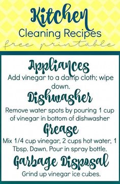 a recipe for cleaning dishes on a yellow and green background