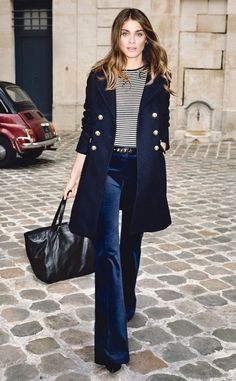 Angelo Pennetta, Dandy Look, Blue Velvet Pants, Elisa Sednaoui, Street Mode, Easy Chic, Wideleg Pants, Looks Street Style, Fashion Victim