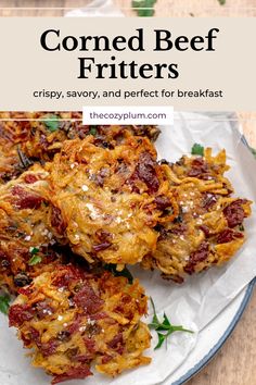 corned beef fritters on a white plate