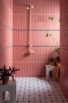 Mandarin Stone, Bathroom Design Trends, Cape House, Tile Trends, Pink Tiles, Brick Tiles, Tile Inspiration, Pink Bathroom, Green Tile