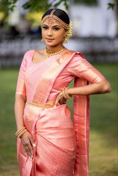 Pastel Pink Wedding Saree, Light Pink Kanjeevaram Saree, Peach Wedding Saree, Peach Kanchipuram Saree, Pastel Pink Saree Silk, Pastel Saree Wedding, Manavarai Saree, Pastel Pink Saree, Pastel Sarees