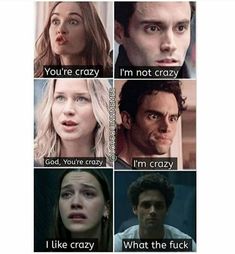 the faces of people with different expressions and words on them, including one that says you're crazy i'm not crazy