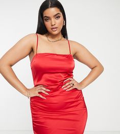 Square Neck Satin Dress, Red Square, Satin Mini Dress, Satin Dress, Plus Size Dress, Red Fashion, Wrap Skirt, Satin Dresses, Square Neck