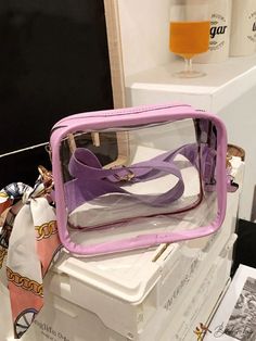 BirdinBag - PVC Clear Phone Bag: Fashionable Waterproof Shoulder Bag for Women with Adjustable Strap Portable Purple Shoulder Bag For Travel, Trendy Pvc Bags For Travel, Trendy Pvc Travel Bag, Trendy Plastic Travel Bags, Clear Portable Shoulder Bag, Portable Clear Shoulder Bag, Trendy Pvc Bags For Everyday Use, Purple Portable Bags For Daily Use, Plastic Shoulder Bag For Travel