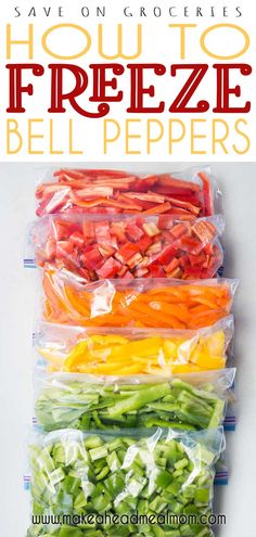 how to freeze bell peppers with the text overlay