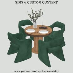 an image of a table and chairs with the text sims 4 custom content