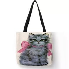 Eco-Friendly Gray Persian Kitten With Pink Bow Folding Tote Bag This Lightweight Eco Friendly Tote Bag Has A Beautiful Gray Persian Kitty With Long Fluffy Fur, With Hints Of Black And White, Adding To The Cats Elegance. She Is Wearing A Large Pink Bow Around Her Neck. A Great Gift For A Kitty Cat Lover! This Bag Would Be Perfect For Groceries, Trips To The Beach Or Pool, Library Books, And Much More. It Is Easy To Fold And Store, And Has The Same Beautiful Design On Both Sides. Measurements In T Pink Casual Bag For Gifts, Pink Casual Bag For Gift, Casual Pink Bag For Gifts, Casual Pink Bag As A Gift, Casual Pink Bag For Gift, Cute Pink Square Bag, Casual Pink Shoulder Bag As Gift, Casual Pink Shoulder Bag For Gift, Casual Pink Shoulder Bag Perfect For Gift