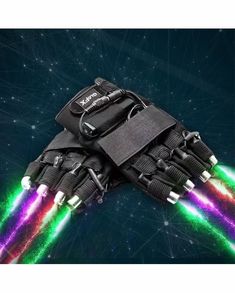 an image of a pair of gloves with green lasers on it and the text glofx