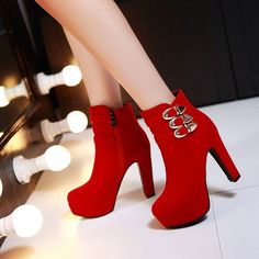 In stock and ready to ship within 24 hours. This is a high quality item. It will be packaged well and ship to you safe and fast. ✨ Product Description: Material: Suede Platform:about 3.5cm Heel height:about 12cm ♥ Buying 2 or more items automatically saves you money on shipping fees. We p Red Ankle Boots, Suede High Heels, High Heel Boots Ankle, Red High, Wedding Heels, Platform High Heels, Online Fashion Stores, Heeled Ankle Boots, Jewelry Trends