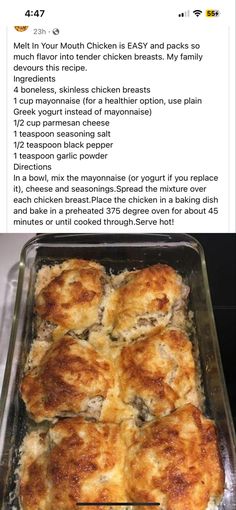 the recipe for chicken pot pie is shown in an instagramt on food network