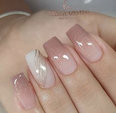 Nailart Tutorial, Elegant Touch Nails, Unghie Sfumate, Manicure Nail Designs, Nude Nail Designs, Fancy Nails Designs, Work Nails, Bride Nails, White Nail