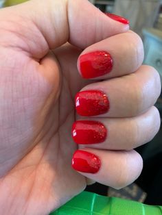 December Dip Nails Short, Red Glitter Dip Nails, Dip Nails Glitter Ombre, Red Ombre Dip Nails, Holiday Powder Dip Nails, Red Glitter Dip Powder Nails, Short Red Dip Nails, Red Dip Nail Ideas