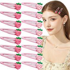 PRICES MAY VARY. 【WHAT YOU WILL RECEIVE】- You will get 20 hair clips. 【DESIGN】- Y2K candy color strawberry-shaped hair clips, simple and stylish perfect for daily use, good for girls and babies. The shiny hair accessories make the girl look more lively and cute. 【QUALITY MATERIAL】- High-quality alloy hairpins, fully soft silicone covered to protect the internal metal hairpins. Smooth edges can protect your fingers and hair, you don’t have to worry about scratching your fingers or Pulling hair of Candy Hair Accessories, Pink Y2k Hair, Strawberry Hairclips, Cute Hair Accessories Clips, Switch Outfits, Y2k Hair Clips, Hair Clips Y2k, Y2k Candy, Cherie Crush