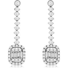 Royal 14K White Gold Diamond Earrings - 0.95 Carat Total Weight Timeless Baguette Diamond Earrings For Formal Occasions, Timeless Formal Baguette Diamond Earrings, White Gold Baguette Diamond Earrings For Formal Occasions, Silver Baguette Cut Diamond Earrings For Formal Occasions, Formal Platinum Diamond Earrings Baguette Cut, Elegant Platinum Diamond Earrings With Baguette Diamonds, Formal Diamond White Diamond Earrings With Baguette Cut, Elegant Platinum Baguette Diamond Earrings, Diamond White Baguette Cut Diamond Earrings For Formal