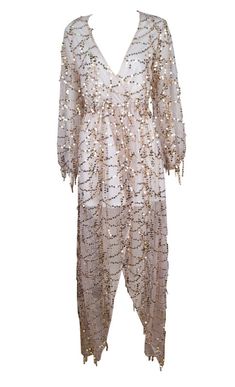 Gold Sparkle Sequined Fringed V-Neck Maxi Dress sold by Outletpad on Storenvy Fall V-neck Sequin Maxi Dress, Fall V-neck Maxi Dress With Sequins, Summer Long Sleeve Sequin Maxi Dress, Champagne Maxi Dress, New Party Dress, Clothing Jewelry, Deep Plunge, Sequin Maxi Dress, Long Sleeve Sequin