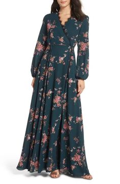 Floral Print Gowns, Long Sleeve Bridesmaid Dress, Long Dress Design, Printed Gowns, Muslim Fashion Dress, Muslim Fashion Outfits, Muslimah Fashion Outfits