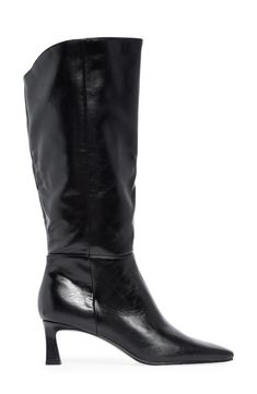 Elevate your cool-season looks with this sleek knee-high bootie framed with a snipped pointed toe and lofted by an angled kitten heel. 2 1/4" heel 16" shaft; 13" regular calf circumference; 15" wide calf circumference Synthetic upper and lining/rubber sole Imported Wide Calf Boots For Women, Mario Valentino, Wide Calf Boots, Golf Fashion, John Varvatos, Cold Weather Accessories, Wide Calf, Kitten Heel, Girls Accessories