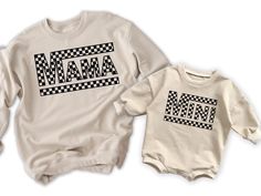 The perfect set for a rockin' mama and her mini! This matching Mommy and Me set is a must have for any mom, the perfect top to cozy up together in this winter season. We also have tee shirts available. ✨ HOW TO ORDER ✨ ✧ Select your options from the Drop Downs ✧ ADD TO CART * * * * * * * * * * * * * * * * * * * * * * * * * * * * * 👕 TOPS 👕 ✧SWEATSUIT - bubble romper is made in a soft and cozy terry cloth drop crotch, These do run big, as they mimic the trendy oversized sweatshirt look. Sleeves Mommy And Me Shirts, Womens Sweatshirts, Mommy And Me Shirt, Matching Mom, Boy Shirt, Bubble Romper, Mom Kid, Workout Sweatshirt, Itty Bitty