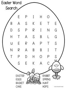 an easter word search is shown in this printable coloring page for kids to color