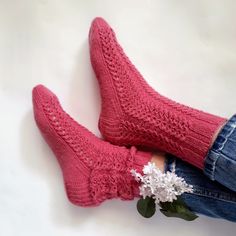 "Socks knitting pattern \"Cherry blossom\" Knitted socks bring the association of warmth and cusiness. In fact, this is a great way to show your love to relatives. Love comes in small daily details and knitted socks is one of the details to represent it. If you decide to please yourself or your loved ones with a beautiful thing - feel free to knit socks. Any person will be happy to get such an accessory. From my experience, I can say 😉 how nice it is to give such a gift to a person and see his Texture Socks, Handmade Socks, Cuffed Top, Lace Socks, Sock Knitting Patterns, Calf Socks, Wool Socks, Triangle Quilt, Sock Patterns