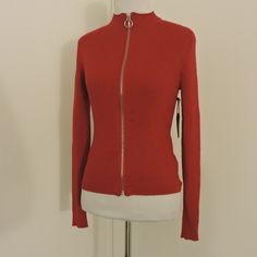 Forever 21 New With Tag Ribbed Long Sleeve Zip Up High Neck Size Medium Sweater~Measurements Laying Flat: Bust 13.5",Length 20.5". Trendy Ribbed Fitted Outerwear, Trendy Fitted Ribbed Outerwear, Forever 21 Red Tops For Fall, Forever 21 Red Fall Tops, Fitted Red Forever 21 Top, Red Long Sleeve Stretch Sweatshirt, Forever 21 Red Crew Neck Top, Forever 21 Long Sleeve Fall Sweater, Forever 21 Long Sleeve Spring Sweater