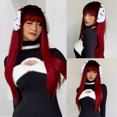 PRICES MAY VARY. 【Ombre Red Wig with Bangs】 Long Straight Wigs for Women falls naturally to chest and comes with bangs which can perfectly hide your hairline. Red wigs for women fits any face shapes and ages. This heat resistant synthetic wig can be styled with heat tools under 150℃ (300℉). 【Long Straight Wigs for Women】 22” long hair wig is made of imported fiber, which is no shinny and lightweight. We updated the artificial scalp of long wig to make the middle part of straight wig more realist Straight Wig With Bangs, Bang Wig, Long Straight Wig, Red Wig, Bangs Long, Long Hair Wigs, Straight Wigs, Cheap Wigs, Halloween Wigs