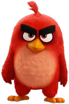 the angry bird from the angry birds movie is standing with his eyes wide open and looking at the camera