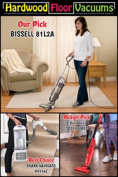 a woman is vacuuming the carpet in her living room and cleaning it with a machine