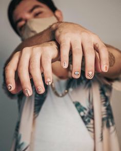 Minimalist Nails For Men, Minimalist Nail Art For Men, Mens Nail Art Designs, Men Painted Nails Aesthetic, Man Manicure Design, Male Manicure Design, Masc Nail Art, Male Nails Design, Men Nail Art Designs