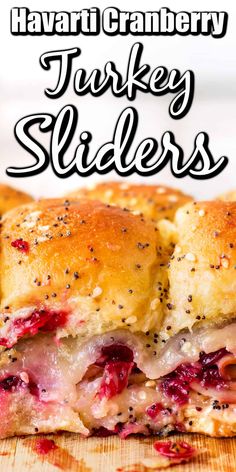 ham and cheese sliders with text overlay