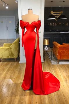 Sexy Red Long Sleeves Mermaid Prom Dress Off-the-Shoulder With Slit-Ballbella Red Long Sleeve Prom Dress, Long Sleeve Prom Dress Mermaid, Long Sleeve Mermaid Prom Dress, Valdrin Sahiti, Prom Dresses Off The Shoulder, Evening Dresses Uk, Mermaid Prom Dress, Long Sleeve Prom, فستان سهرة