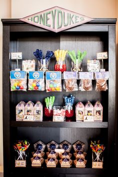 a display case filled with lots of candy