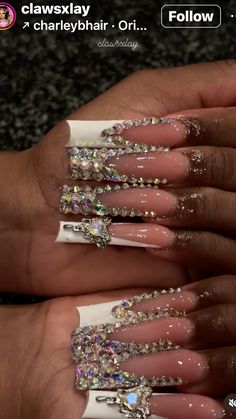 Curved Nails, Diamond Nails, Exotic Nails, Toe Nail Designs, Acrylic Nails Coffin Pink, Acrylic Nails Coffin Short, Acrylic Nails Coffin, Bling Nails, French Tip Nails