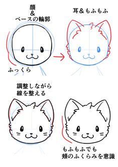 how to draw cats with different facial expressions in chinese and english characters step by step instructions