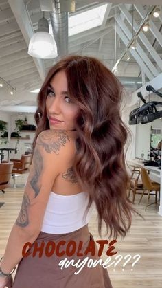 "Need a new look for fall? Try these rich and warm fall hair colors for a stunning update." Demi Permanent, Chocolate Hair, Chocolate Brown Hair, Hair Color Auburn, Hair Color And Cut, Hair Color Balayage, Hair Inspiration Color, Hair Inspo Color, Brown Hair Colors