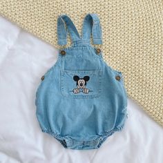 95% Organic Cotton and 5% Polyester: Eco-friendly, breathable and Hypoallergenic material. Care: Machine wash on low or delicate. Dry on gentle or low. Perfect Gift for birthdays, holidays, or just to make any day special for the little one in your life. Overall Romper, Denim Baby, Denim Embroidery, Disney Outfit, Toddler Romper, Baby Mouse, Boys Denim, Denim Romper