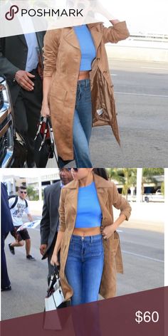 H&M Vegan Suede Trench Coat NWOT as seen on Selena Gomez, Emily ratajkowski H&M Jackets & Coats Trench Coats H&m Jackets, Emily Ratajkowski, Trench Coats, Selena Gomez, Bell Bottom Jeans, Trench Coat, H&m, Coats Jackets