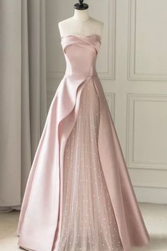 Cute Prom Dresses Pink, Prom Dress Types, Types Of Dresses Chart Style, Dress Types Chart, Types Of Dresses Chart, Long Princess Dress, Light Pink Dresses, Prom Ball Gown Dresses, Tube Gown