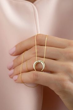 10k 14k 18k Solid Gold Diamond Crescent Moon Necklace, Minimalist Upside Down Moon Necklace, Half Moon Necklace for Women Best Birthday Gift FEATURES * Solid Gold (real gold, not gold plated or gold filled material) * Gold Karat: 10K (417) - 14K (585) - 18K (750) (optional) * Pendant Height: 0.55 Inches (1.39 cm) * Pendant Width: 0.58 Inches (1.48 cm) * Available Gold Color: Yellow gold, rose gold and white gold (optional) * Diamond weight: 0.015 ct * Diamond color: G-H Color * Diamond clarity: Elegant Moon Phase Necklace, Minimalist Jewelry With Moon Charm, Elegant Everyday Half Moon Necklace, Delicate Yellow Gold Necklace With Moon Phase, Elegant Half Moon Jewelry With Delicate Chain, Delicate Yellow Gold Moon Phase Necklace, Delicate 14k Gold Necklaces With Moon Charm, Fine Jewelry 14k Gold Moon Phase Necklace, 14k Gold Moon Phase Necklace