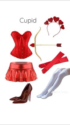 four different types of clothes and shoes for women to wear on valentine's day